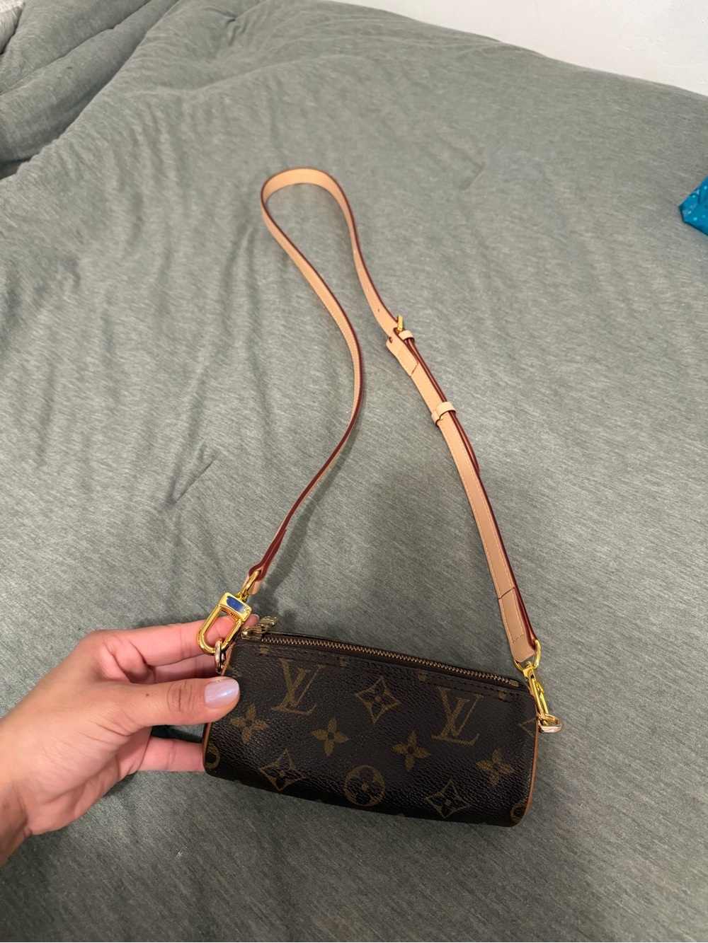 Louis Vuitton Brown Monogram Mini papillon Crossbody with Tan Strap